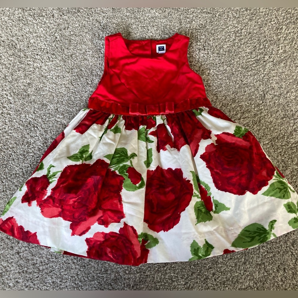 Size 12-18 months / Janie + Jack baby/toddler girl red roses party dress